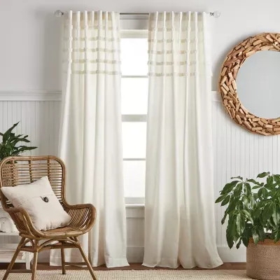 Martha Stewart Waters Edge Rod Pocket Back Tab Light-Filtering Set of 2 Curtain Panel