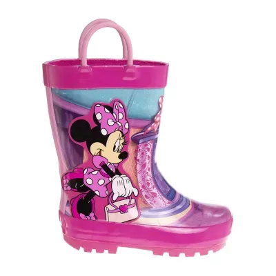 Little & Big  Girls Minnie Rainboots Flat Heel Rain Boots