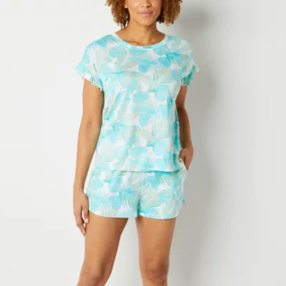 Ambrielle Womens Short Sleeve Crew Neck 2-pc. Shorts Pajama Set