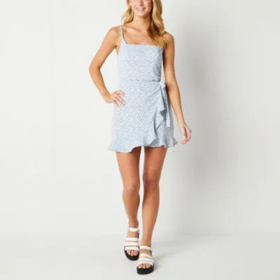 Speechless Juniors Sleeveless Floral Wrap Dress