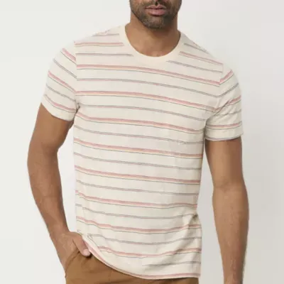 mutual weave Mens Crew Neck Short Sleeve Striped Pocket T-Shirt