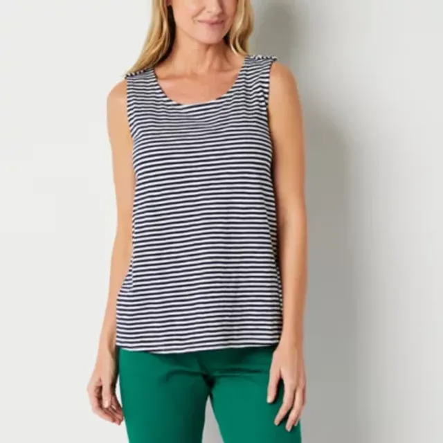 Liz Claiborne Womens Split Crew Neck Sleeveless Tank Top - JCPenney