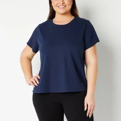 Xersion Womens Crew Neck Short Sleeve T-Shirt Plus