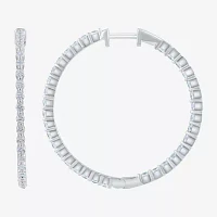 (H-I / Si2) 1 1/2 CT. T.W. Lab Grown White Diamond 10K White Gold 33.2mm Hoop Earrings