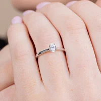 (G / Si2) Womens 1/2 CT. Lab Grown White Diamond 10K Gold Oval Solitaire Engagement Ring