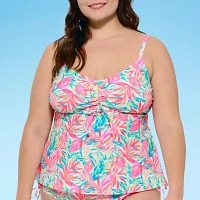 Decree Leaf Tankini Swimsuit Top Juniors Plus