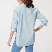 Gloria Vanderbilt® Amanda Womens Long Sleeve Regular Fit Button-Down Shirt