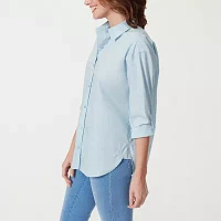 Gloria Vanderbilt® Amanda Womens Long Sleeve Regular Fit Button-Down Shirt