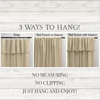 Mercantile Drop Cloth Stripe Ring Top Light-Filtering Single Curtain Panel