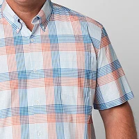 St. John's Bay Performance Big and Tall Mens Classic Fit Short Sleeve Plaid Button-Down Shirt