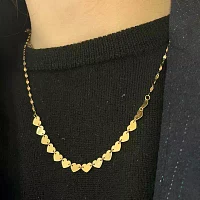 Made in Italy 10K Gold 18 Inch Solid Link Heart Chain Necklace