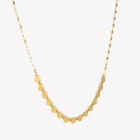 Made in Italy 10K Gold 18 Inch Solid Link Heart Chain Necklace