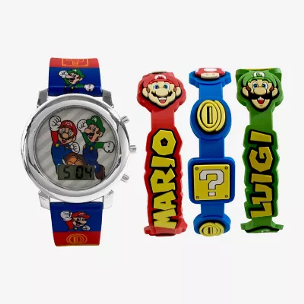 Nintendo Super Mario Boys Multicolor Strap Watch Gsm40111jc