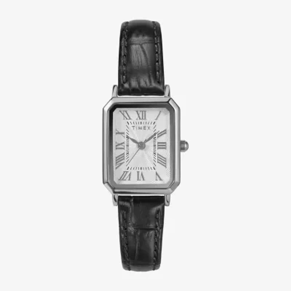 Timex Womens Black Leather Strap Watch Tw2y00800ji