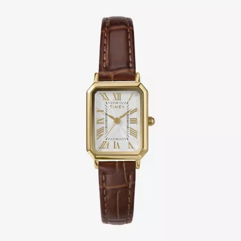 Timex Womens Brown Leather Strap Watch Tw2y00900ji