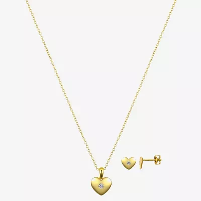 Bijoux Bar Delicates Gold Tone 2-pc. Cubic Zirconia Heart Jewelry Set