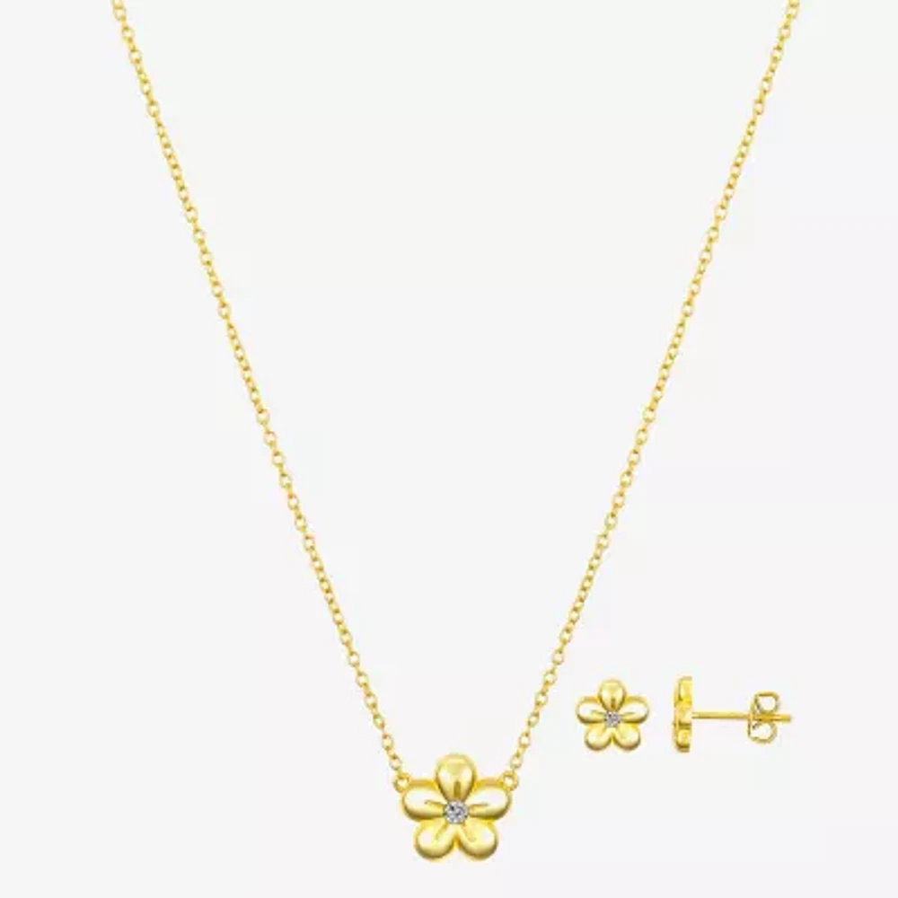 Bijoux Bar Delicates Gold Tone 2-pc. Cubic Zirconia Flower Jewelry Set