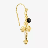 Silver Reflections Crystal 14K Gold Over Brass Cross Drop Earrings