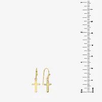 Silver Reflections 14K Gold Over Brass Cross Drop Earrings