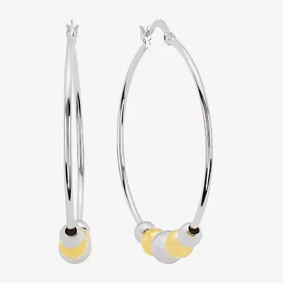 Silver Reflections Pure Silver Over Brass Ball Hoop Earrings
