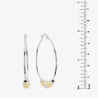 Silver Reflections Pure Silver Over Brass Ball Hoop Earrings