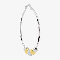 Silver Reflections Pure Silver Over Brass Ball Hoop Earrings