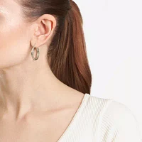 Silver Reflections Pure Silver Over Brass Hoop Earrings