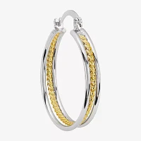 Silver Reflections Pure Silver Over Brass Hoop Earrings