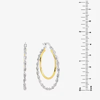 Silver Reflections Pure Silver Over Brass Hoop Earrings