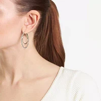 Silver Reflections Pure Silver Over Brass Hoop Earrings