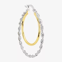 Silver Reflections Pure Silver Over Brass Hoop Earrings