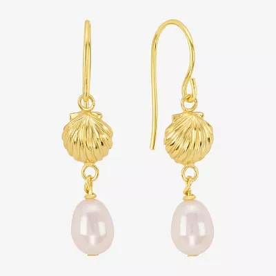 Silver Reflections Simulated Pearl 14K Gold Over Brass Drop Earrings
