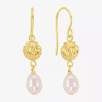Silver Reflections Simulated Pearl 14K Gold Over Brass Drop Earrings
