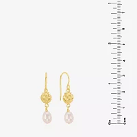 Silver Reflections Simulated Pearl 14K Gold Over Brass Drop Earrings