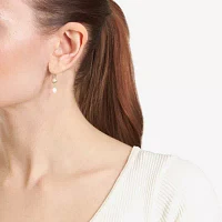 Silver Reflections Simulated Pearl 14K Gold Over Brass Drop Earrings