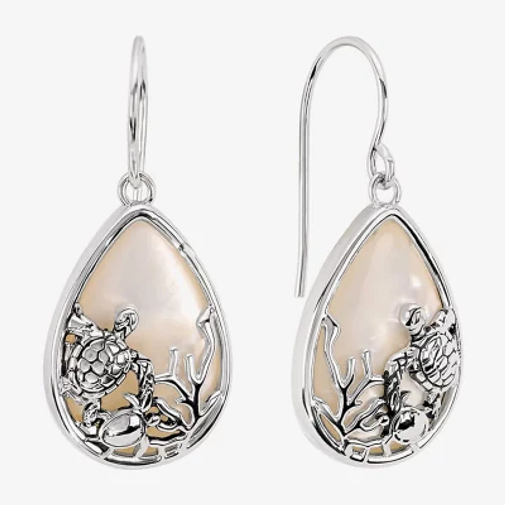 Silver Reflections Mother Of Pearl Simulated Pearl Pure Silver Over Brass Drop Earrings