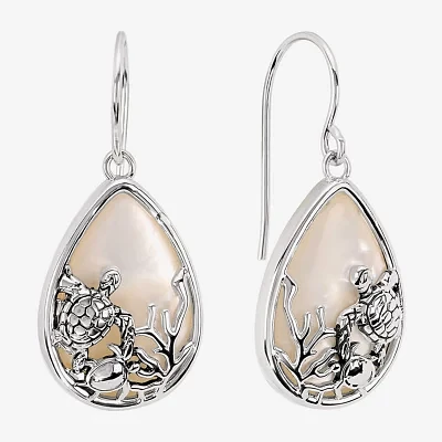 Silver Reflections Mother Of Pearl Simulated Pearl Pure Silver Over Brass Drop Earrings