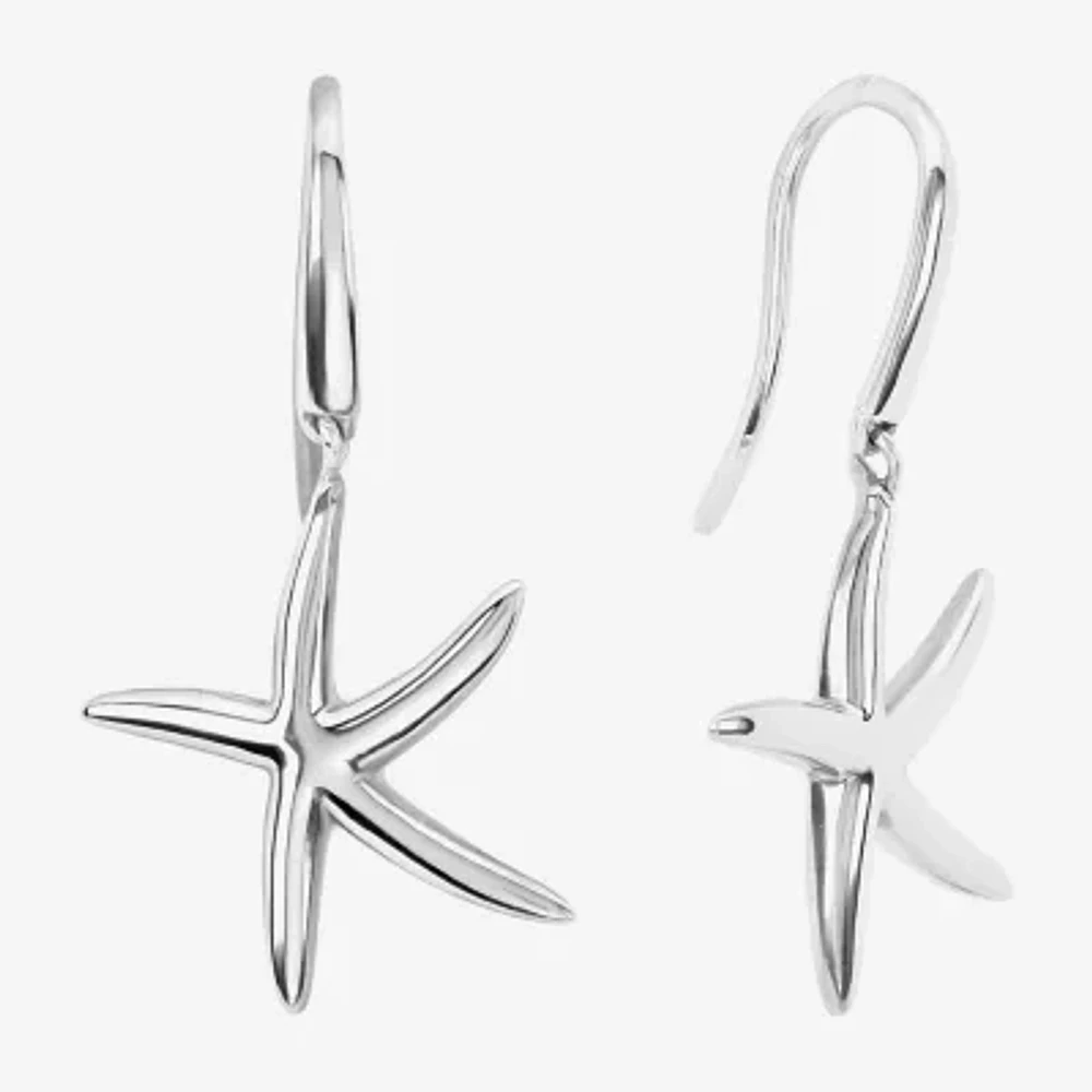 Silver Reflections Starfish Pure Silver Over Brass Drop Earrings