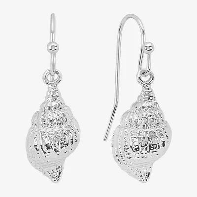 Silver Reflections Shell Pure Silver Over Brass Drop Earrings