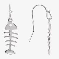 Silver Reflections Bone Fish Pure Silver Over Brass Drop Earrings