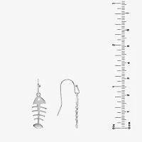Silver Reflections Bone Fish Pure Silver Over Brass Drop Earrings