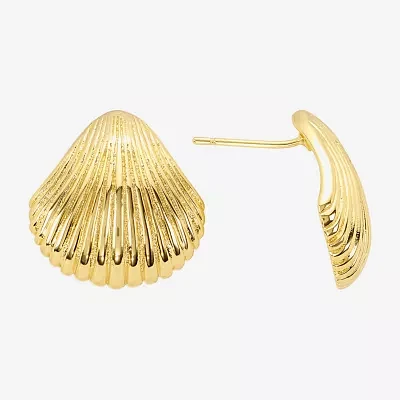 Silver Reflections Shell 14K Gold Over Brass 20.3mm Stud Earrings