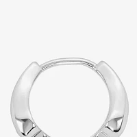 Silver Reflections Shell Pure Silver Over Brass 13.2mm Hoop Earrings
