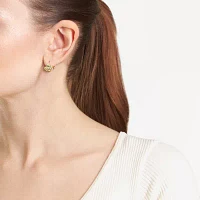 Silver Reflections Shell 14K Gold Over Brass 13.2mm Hoop Earrings