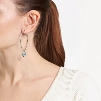 Silver Reflections Saint Mary Pure Silver Over Brass Hoop Earrings