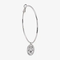 Silver Reflections Saint Mary Pure Silver Over Brass Hoop Earrings