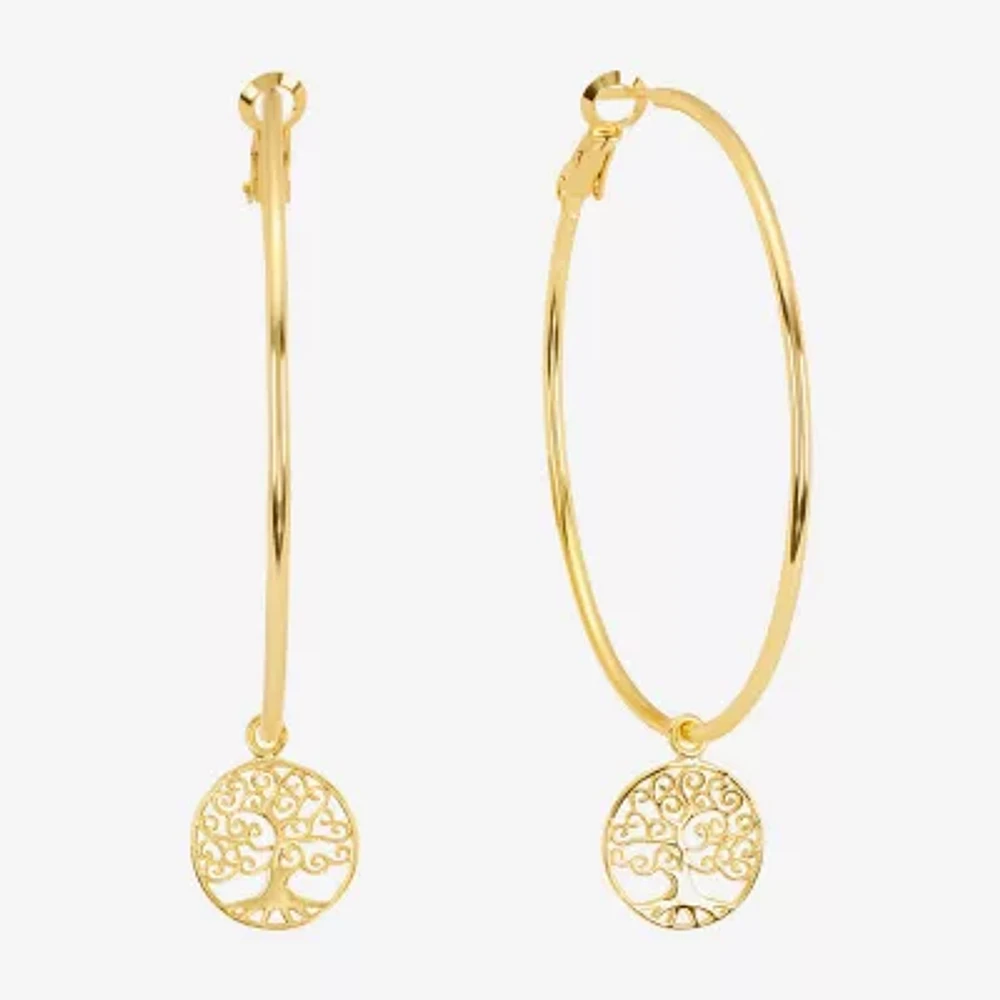 Silver Reflections Saint Jude 14K Gold Over Brass Hoop Earrings