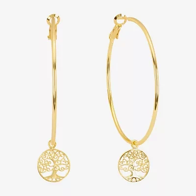 Silver Reflections Saint Jude 14K Gold Over Brass Hoop Earrings