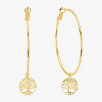 Silver Reflections Saint Jude 14K Gold Over Brass Hoop Earrings