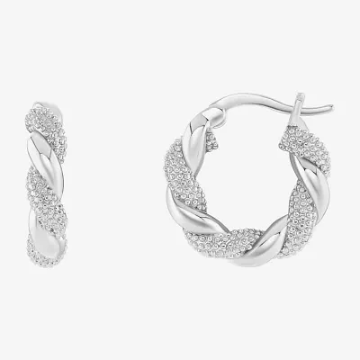 Silver Reflections Womens 18mm Hoop Earrings